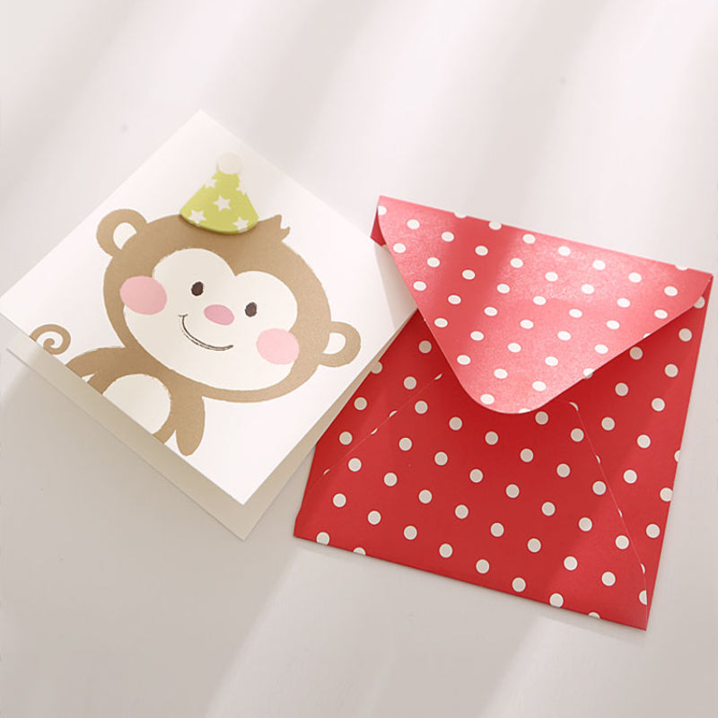 Mini Animal Three-dimensional Greeting Card Birthday Blessing Card Pack 12