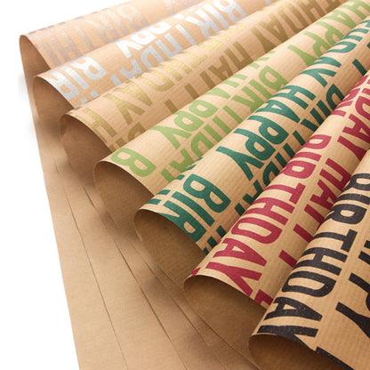 Retro Style Kraft Paper Happy Birthday Wrap Paper Bouquet Wrapping Paper