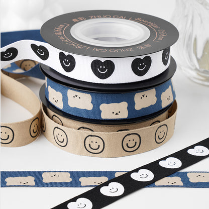 Cartoon Bear Ribbon Love Smiley Face Ribbon Bouquet Gift Box Packaging Ribbon