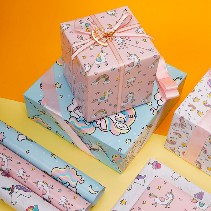 Unicorn Wrap Paper Cartoon Birthday Gift Box Wrapping Paper