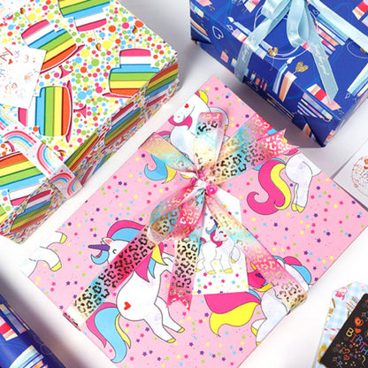 Gift Wrapping Paper Happy Birthday Rainbow Unicorn Wrap Paper Bouquet Material Packing Paper