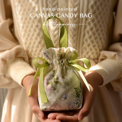 Flower Drawstring Cloth Wedding Gift Bags Pack 10