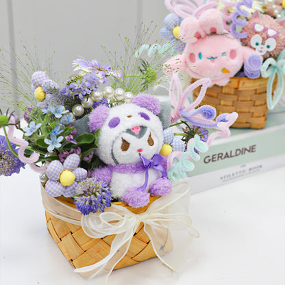 Snow Yarn Bow Pearl Hand-held Gift Basket Flower Basket