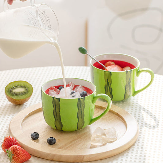 Cute Watermelon Ceramic Cup Fruit Mug Office Coffee Cup