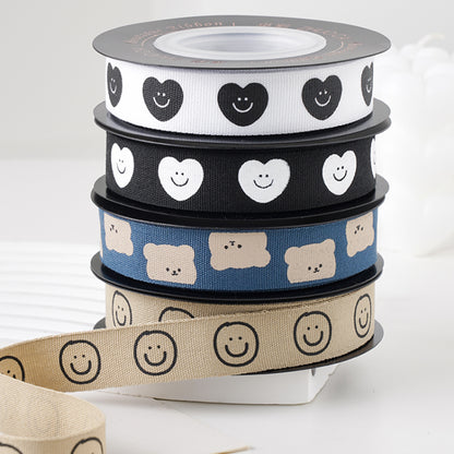 Cartoon Bear Ribbon Love Smiley Face Ribbon Bouquet Gift Box Packaging Ribbon