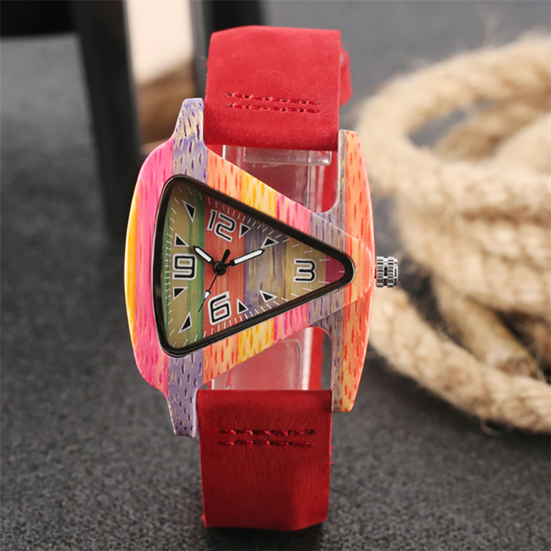 Women's Watches Handmade Wooden Casual Watches Genuine Leather Strap