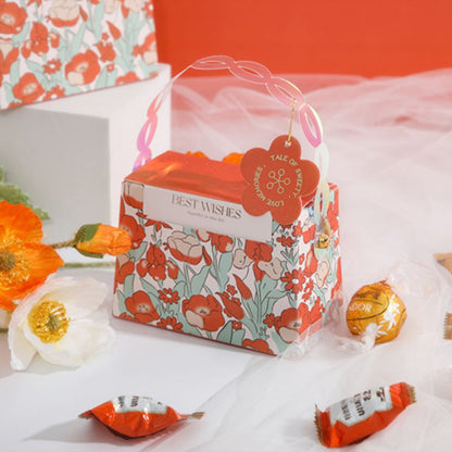 Wedding Candy Box Flower Pattern Design Handheld Gift Bags