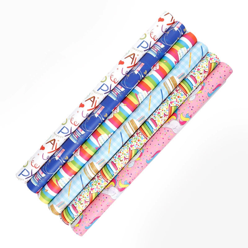 Gift Wrapping Paper Happy Birthday Rainbow Unicorn Wrap Paper Bouquet Material Packing Paper