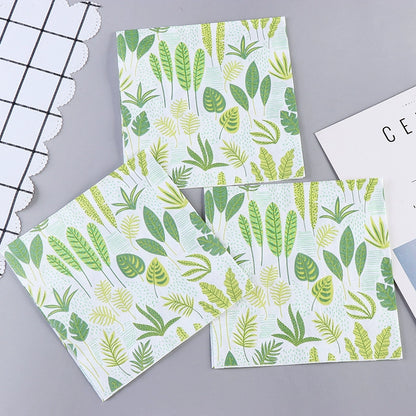 Green Leaf Print Napkins - 20 Per Package