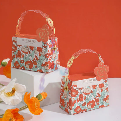 Wedding Candy Box Flower Pattern Design Handheld Gift Bags