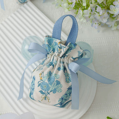 Floral Drawstring Cloth Wedding Gift Bag Pack 10