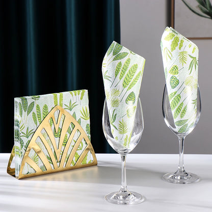 Green Leaf Print Napkins - 20 Per Package