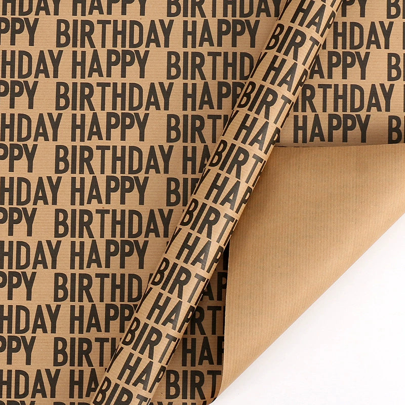 Retro Style Kraft Paper Happy Birthday Wrap Paper Bouquet Wrapping Paper