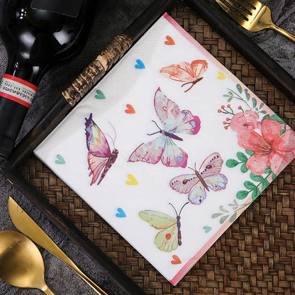 Colorful Butterfly Printed Napkins Birthday Party Wedding Napkins