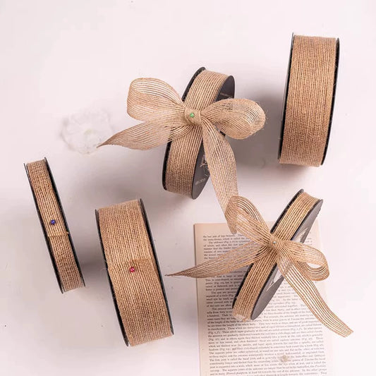 Linen Ribbon Floral Wrapping Gift Wrapping DIY Ribbon