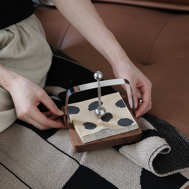 Napkin Holder Walnut Paper Towel Holder Square Hotel Paper Towel Storage Tray