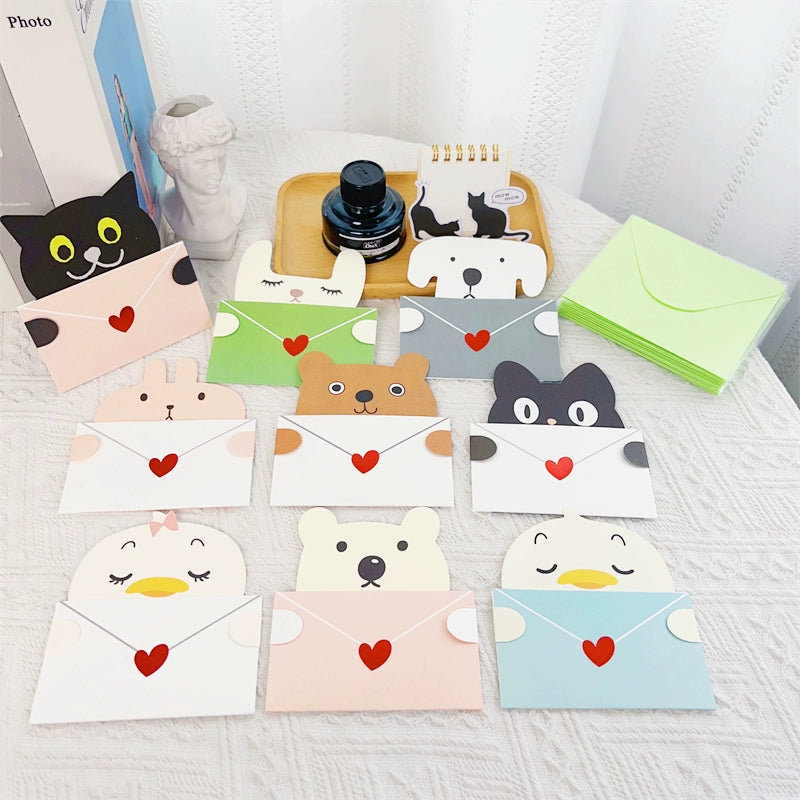 Cute Animal Envelope Kids Birthday Animal Greeting Cards Pack 9