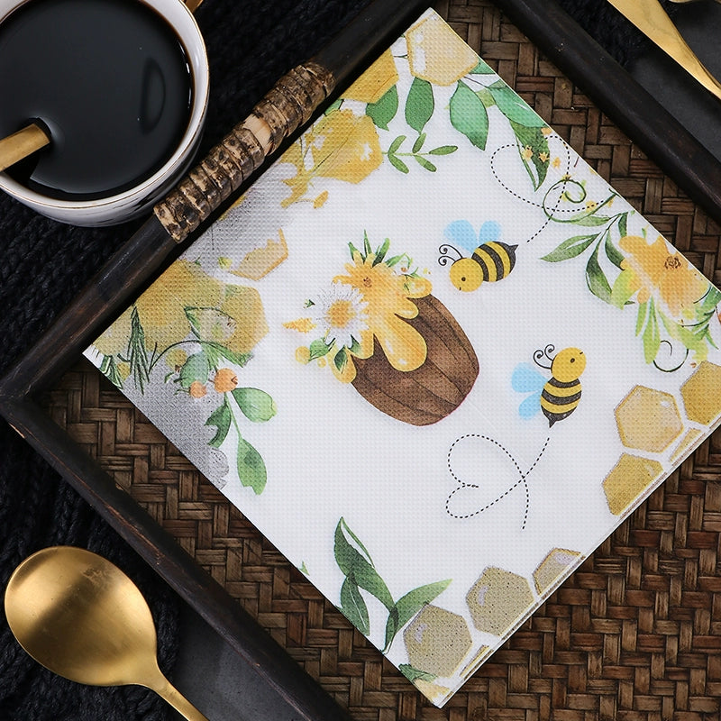 Colorful Bee Dinner Napkins DIY Decoupage Paper - 20 Per Package