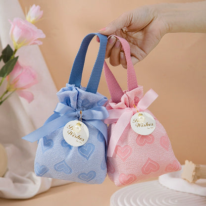 Sac à cordon en velours Love Sacs cadeaux pour baby shower