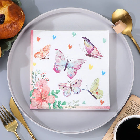 Colorful Butterfly Printed Napkins Birthday Party Wedding Napkins