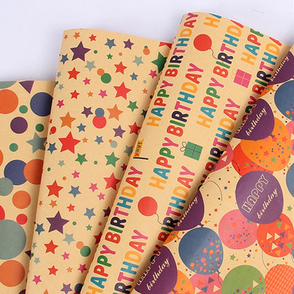 Retro Kraft Paper Children's Birthday Gift Wrapping Paper