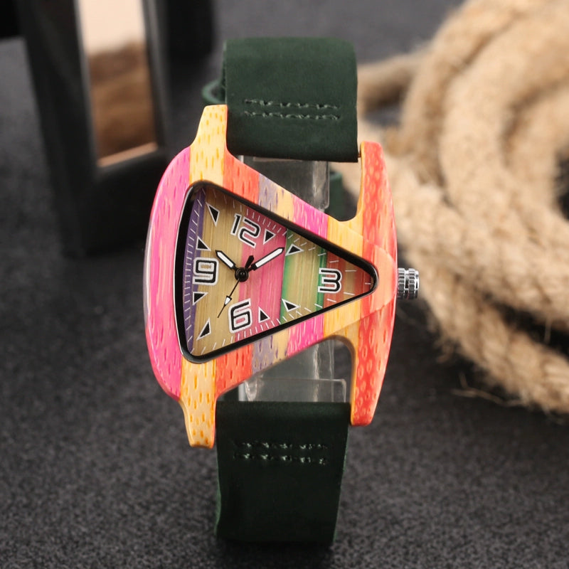 Women's Watches Handmade Wooden Casual Watches Genuine Leather Strap