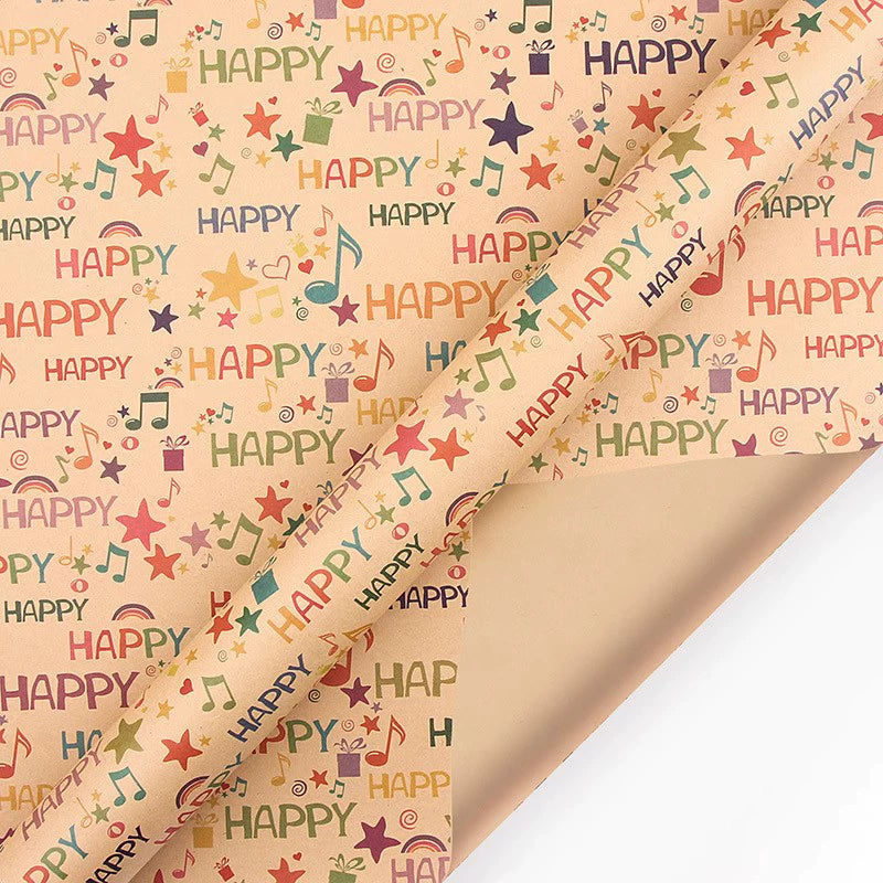 Retro Kraft Paper Children's Birthday Gift Wrapping Paper