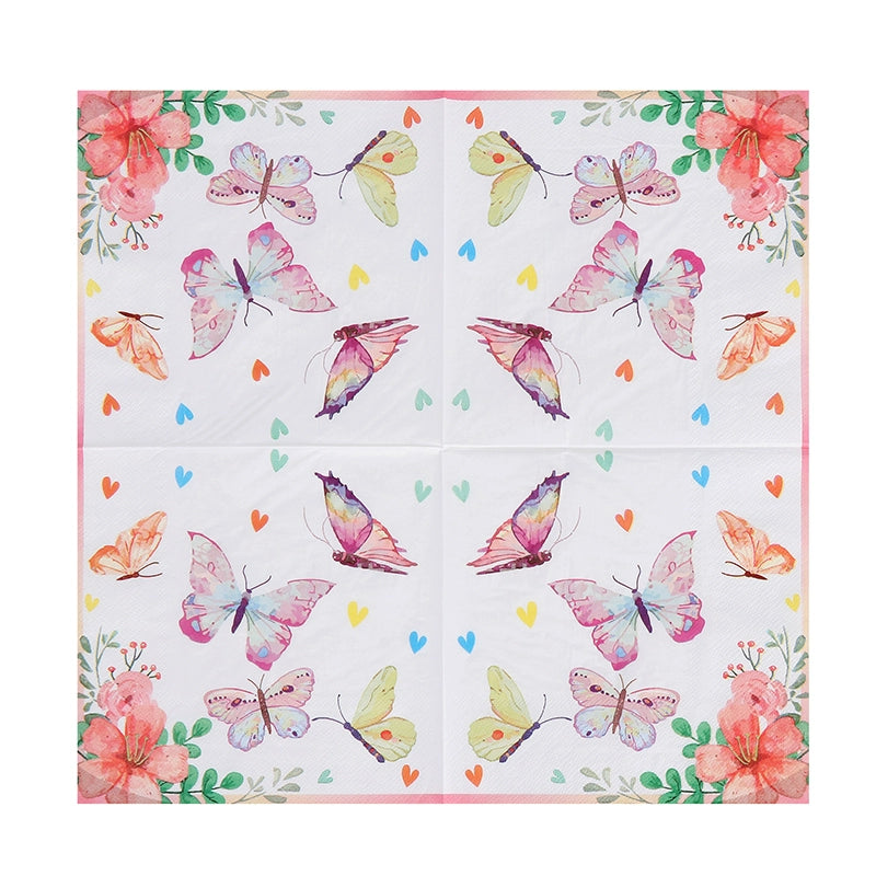 Colorful Butterfly Printed Napkins Birthday Party Wedding Napkins