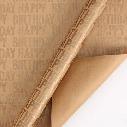 Retro Style Kraft Paper Happy Birthday Wrap Paper Bouquet Wrapping Paper