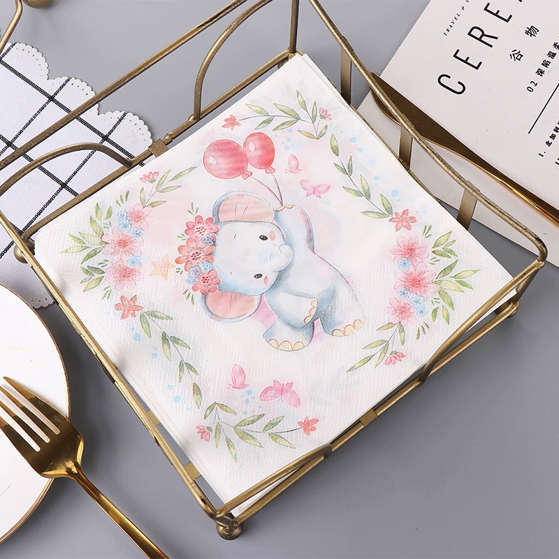 Cute Cartoon Elephant Dinner Napkins - 20 Per Package