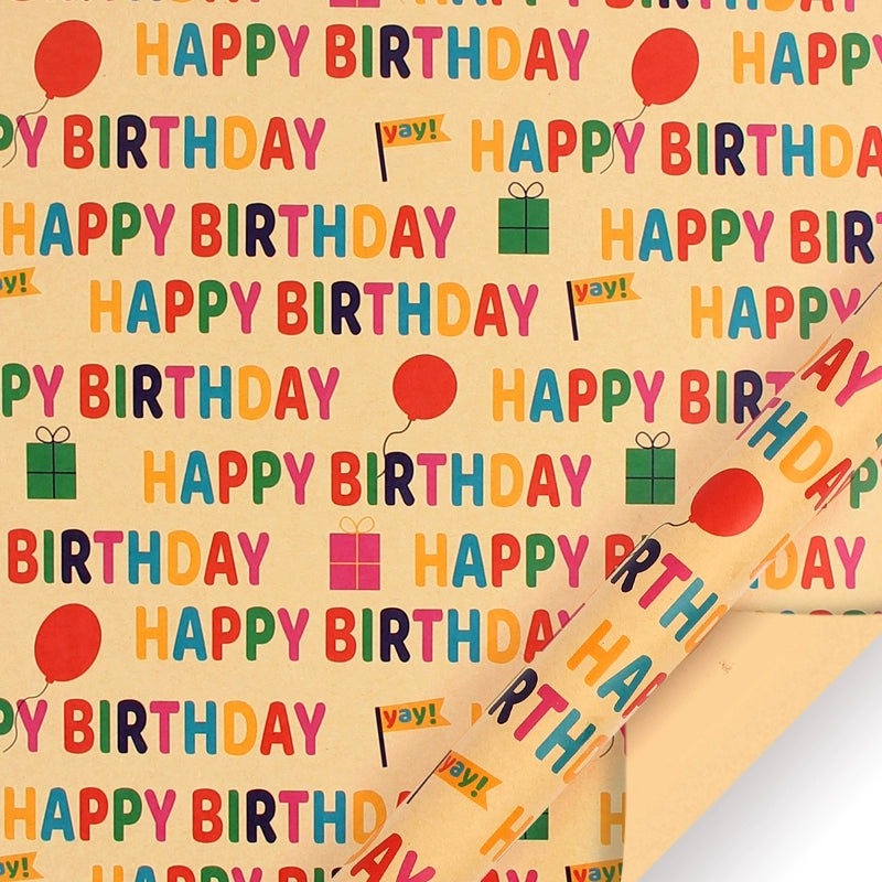 Retro Kraft Paper Children's Birthday Gift Wrapping Paper