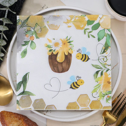 Colorful Bee Dinner Napkins DIY Decoupage Paper - 20 Per Package