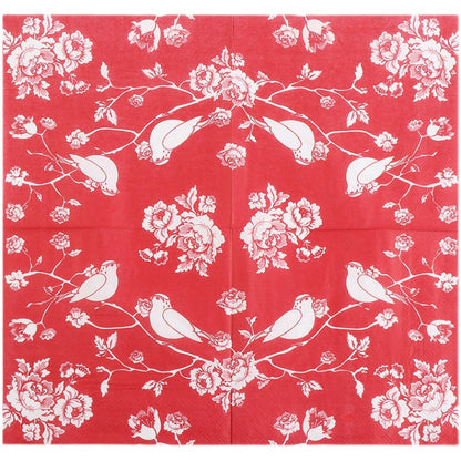 Red Chinese Style Magpie Print Dinner Napkins - 20 Per Package