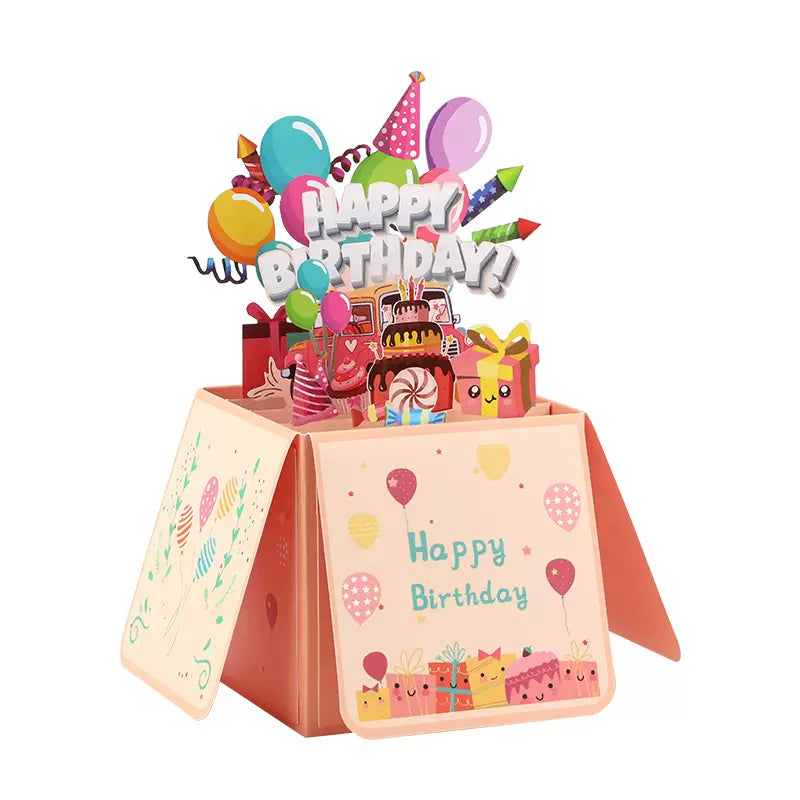 Cute Cat Box 3D Birthday Card Cartoon Blessing Message Card