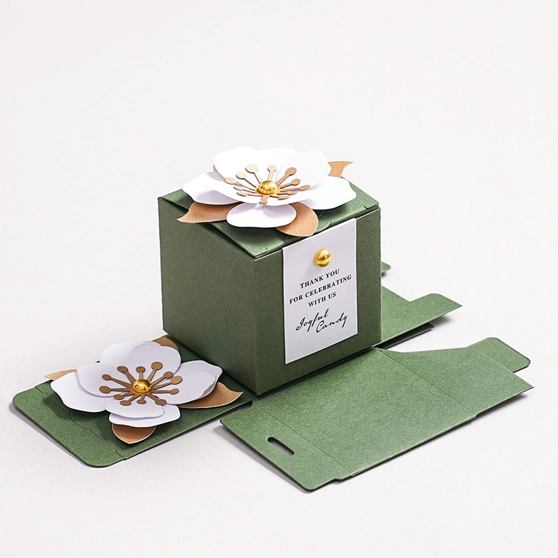 3D Flower Wedding Party Favor Square Gift Box Pack 20