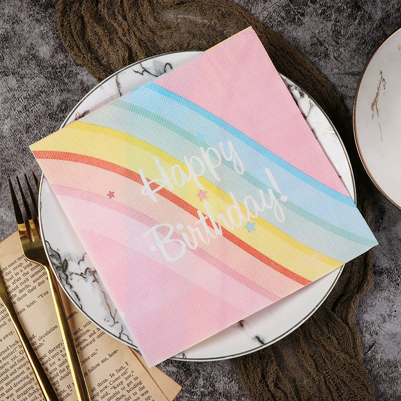 Colorful Tissue Paper Birthday Party Printed Napkins