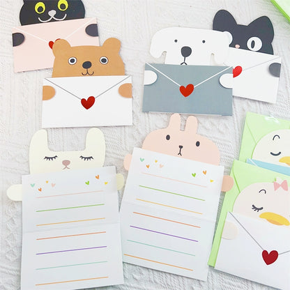 Cute Animal Envelope Kids Birthday Animal Greeting Cards Pack 9