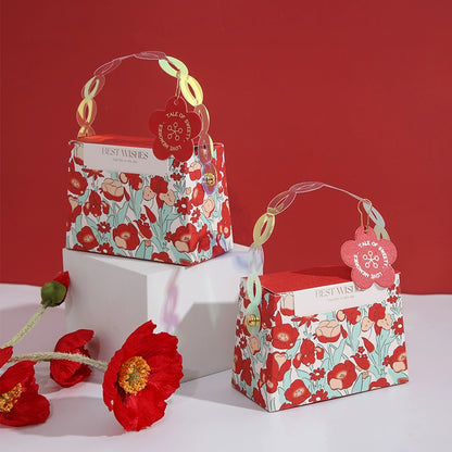 Wedding Candy Box Flower Pattern Design Handheld Gift Bags