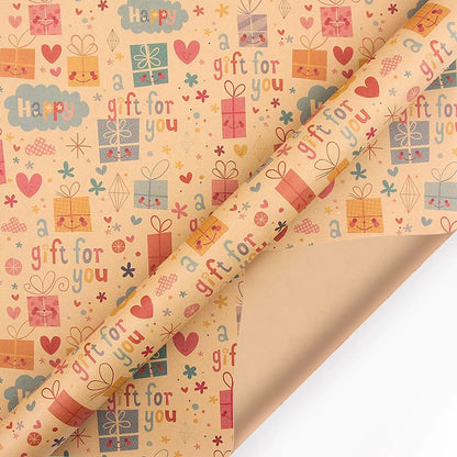 Retro Kraft Paper Children's Birthday Gift Wrapping Paper