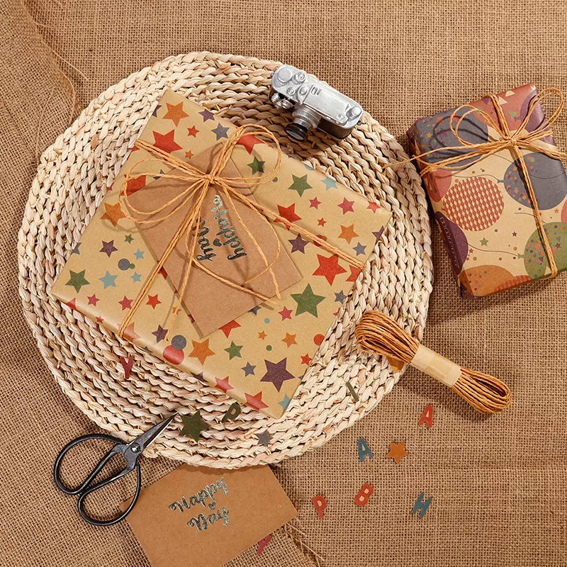 Retro Kraft Paper Children's Birthday Gift Wrapping Paper