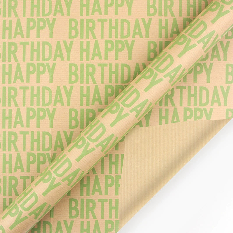 Retro Style Kraft Paper Happy Birthday Wrap Paper Bouquet Wrapping Paper