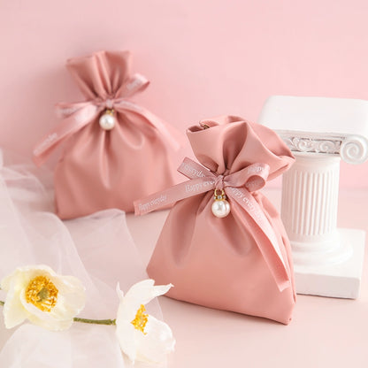 Solid Color Leather Bag Sugar Bag Wedding Gift Wrap Bag Pack 10