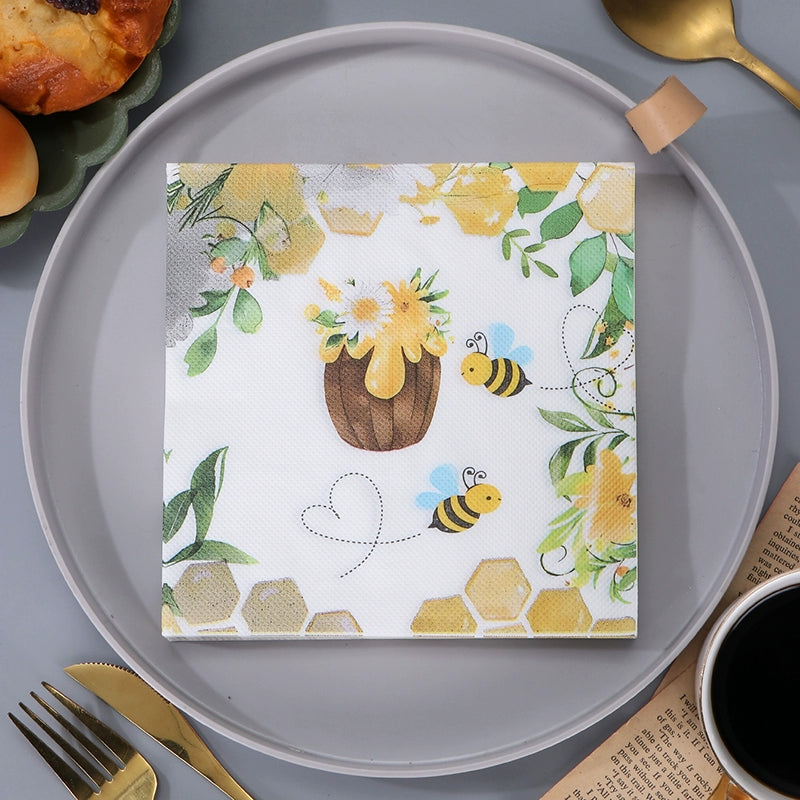 Colorful Bee Dinner Napkins DIY Decoupage Paper - 20 Per Package