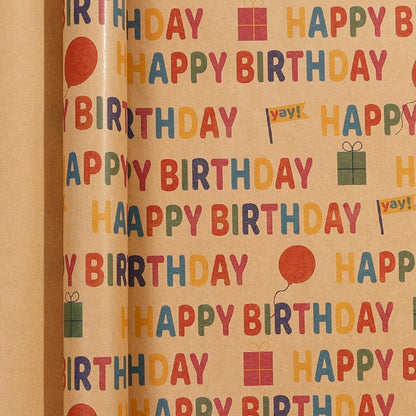 Retro Kraft Paper Children's Birthday Gift Wrapping Paper