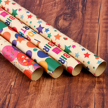 Retro Kraft Paper Children's Birthday Gift Wrapping Paper