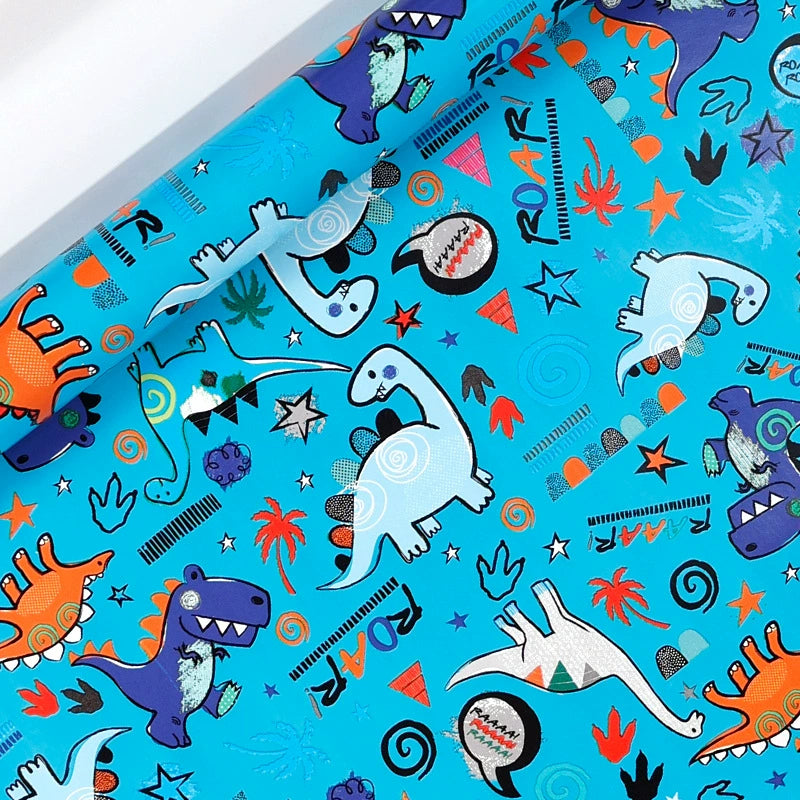 Dinosaur Wrapping Paper Cartoon Birthday Gift Wrap Paper