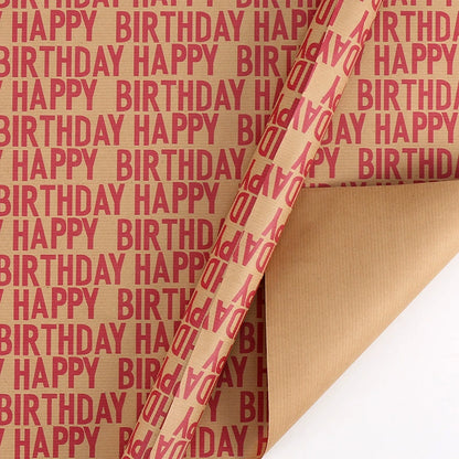 Retro Style Kraft Paper Happy Birthday Wrap Paper Bouquet Wrapping Paper