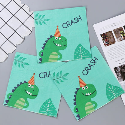 Dinosaur Printed Napkins Children's Birthday Party Cartoon Napkins