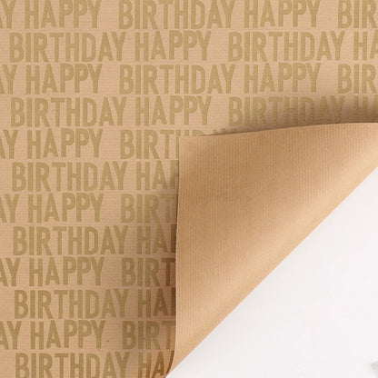 Retro Style Kraft Paper Happy Birthday Wrap Paper Bouquet Wrapping Paper