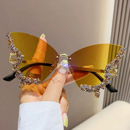 Large Frame Diamond Butterfly Sunglasses for Women